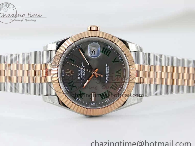 MiroTime 0310 Tailored DateJust 41 126331 SS RG TWF 1:1 Best Edition 904L Steel Gray Dial Green Roman on SS RG Jubilee Bracelet VR 2450